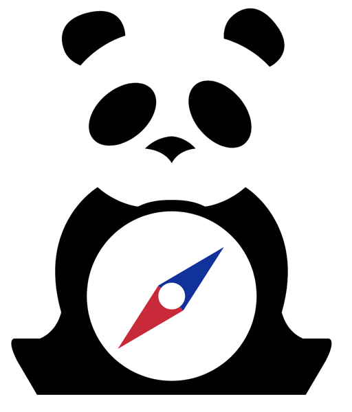 Panda Heating and Cooling logo — a panda holding a compass
